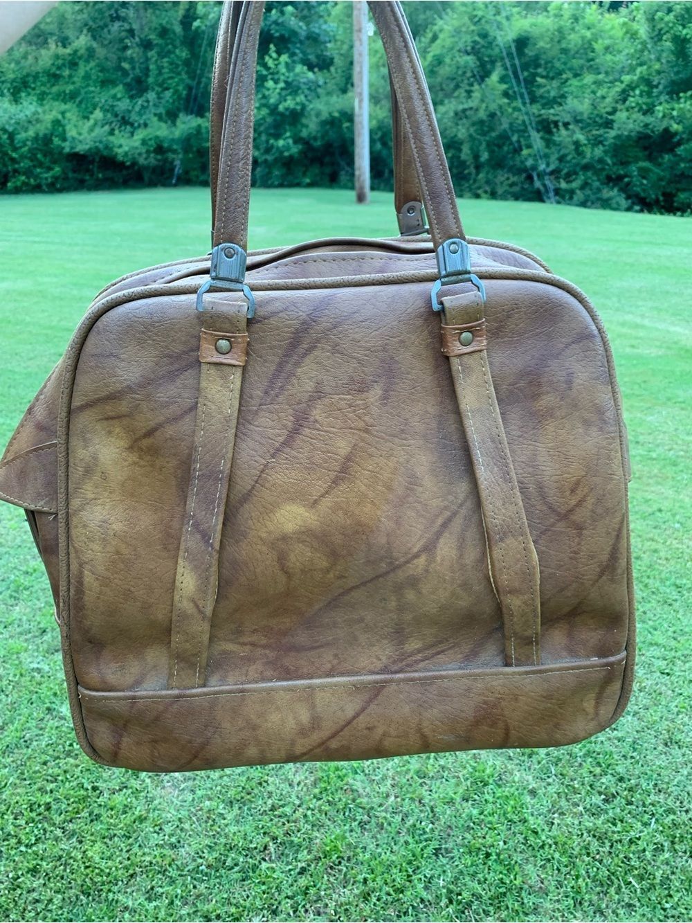VTG 1960s American Tourister Luggage Tote Bag Carry On Weekender Soft Case Brown